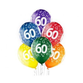   Happy Birthday 60 Colorful léggömb, lufi 6 db-os 12 inch (30cm)