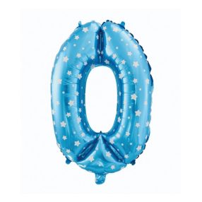 Kék Blue with Stars 0-ás szám fólia lufi 61 cm