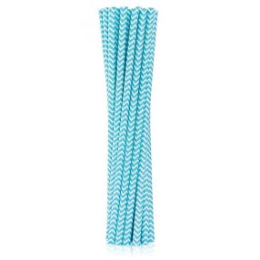 Kék Light Blue Chevron papír szívószál 12 db-os