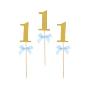 Kék 1st Birthday díszítő pálca 10 db-os