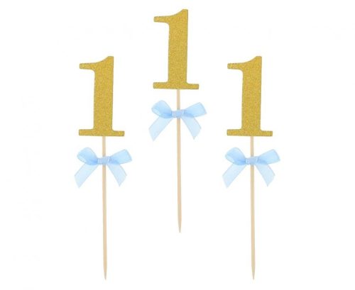 Kék 1st Birthday díszítő pálca 10 db-os
