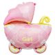 Rózsaszín babakocsi Carriage Pink fólia lufi 60 cm