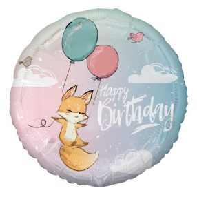 Róka Happy Birthday Fox Pastel fólia lufi 36 cm