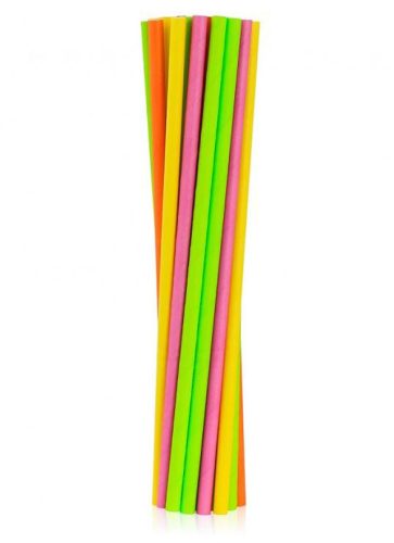 Színes Neon papír szívószál 24 db-os