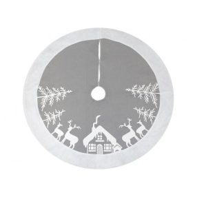 Ezüst Reindeer Karácsonyfa szoknya, alátét