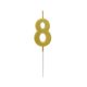 Arany Metallic számgyertya, tortagyertya 8-as