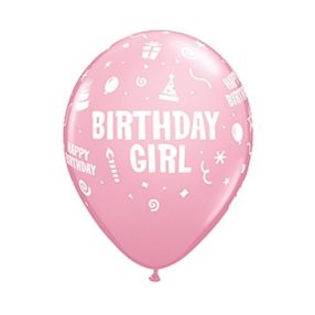  Happy Birthday Girl Pink léggömb, lufi 6 db-os 11 inch (28 cm)