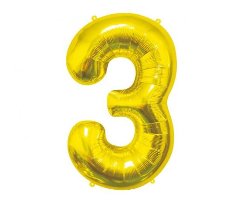 Arany Gold 3-as szám fólia lufi 85 cm