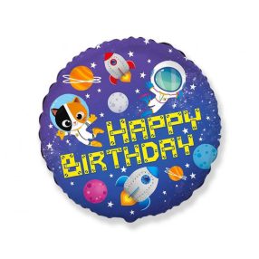 Happy Birthday Space Űr fólia lufi 46 cm (WP)
