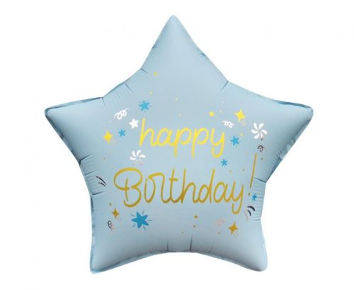 Happy Birthday Matt Blue csillag fólia lufi 44 cm