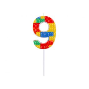 Építőkocka 9-es Pick Blocks tortagyertya, számgyertya