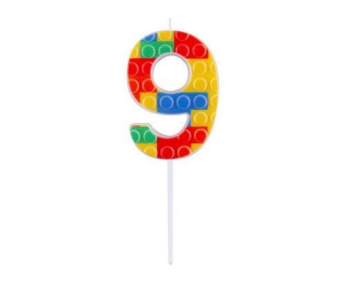 Építőkocka 9-es Pick Blocks tortagyertya, számgyertya