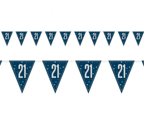 Happy Birthday 21 Blue zászlófüzér 274 cm