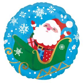 Télapó Sleigh fólia lufi 43 cm