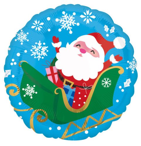 Télapó Sleigh fólia lufi 43 cm