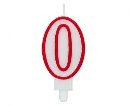 Piros Körvonalas Red Outline számgyertya, tortagyertya 0-ás