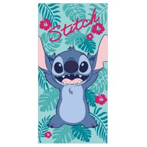   Disney Lilo és Stitch, A csillagkutya Happy fürdőlepedő, strand törölköző 70x140cm (Fast Dry) II. osztály