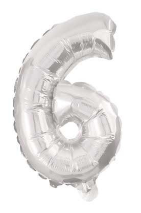 Óriás 6-os Silver szám fólia lufi 85 cm