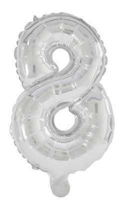 Óriás 8-as Silver szám fólia lufi 85 cm