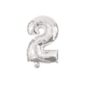 Ezüst Silver 2-es szám fólia lufi 10 cm