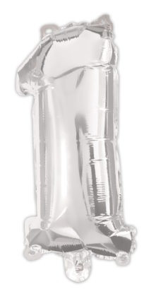 Ezüst Silver 1-es szám fólia lufi 95 cm