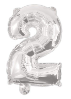Ezüst Silver 2-es szám fólia lufi 95 cm