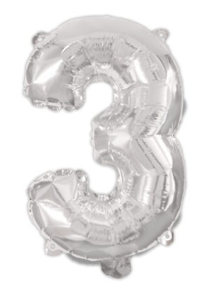 Ezüst Silver 3-as szám fólia lufi 95 cm
