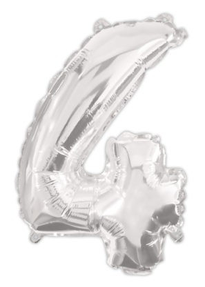 Ezüst Silver 4-es szám fólia lufi 95 cm