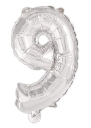 Ezüst Silver 9-es szám fólia lufi 95 cm