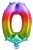 Színes Multicolour Metallic mini 0-ás szám fólia lufi 33 cm