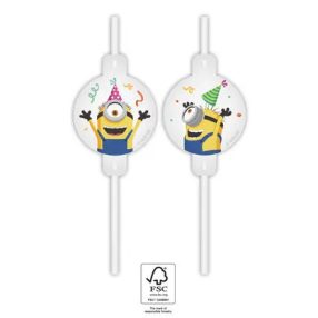   Minyonok The Rise of Gru papír szívószál, 4 db-os szett FSC