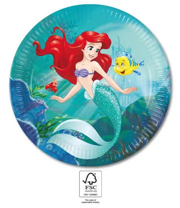 Disney Hercegnők Ariel Curious papírtányér 8 db-os 23 cm FSC