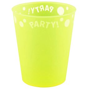   Yellow Fluorescent, Sárga micro prémium műanyag pohár 250 ml