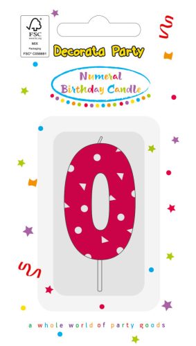 Színes Pink Pattern 0-ás tortagyertya, számgyertya