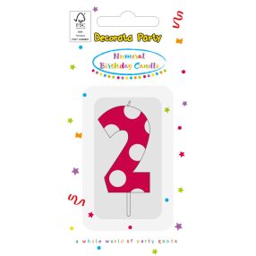Színes Pink Pattern 2-es tortagyertya, számgyertya