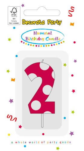 Színes Pink Pattern 2-es tortagyertya, számgyertya