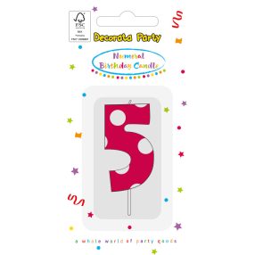 Színes Pink Pattern 5-ös tortagyertya, számgyertya