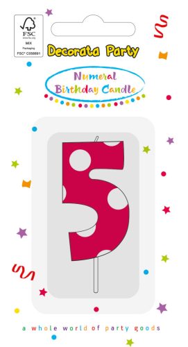 Színes Pink Pattern 5-ös tortagyertya, számgyertya