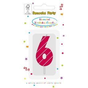 Színes Pink Pattern 6-os tortagyertya, számgyertya