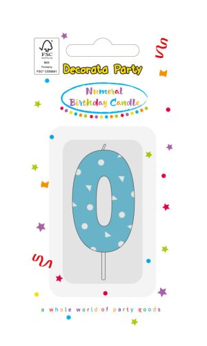 Színes Light Blue 0-ás tortagyertya, számgyertya