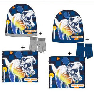 Jurassic World Attack gyerek sapka + snood + kesztyű szett