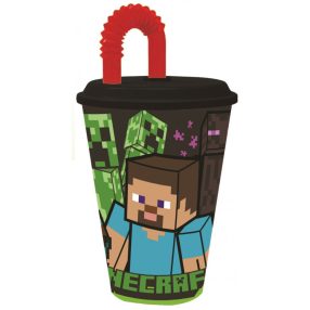 Minecraft Creeper szívószálas pohár, műanyag 430 ml