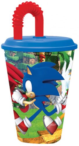 Sonic a sündisznó Adventure szívószálas pohár, műanyag 430 ml