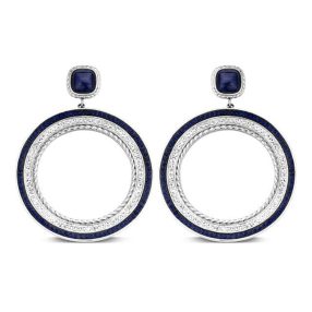 Victoria Ezüst színű kék, fehér köves fülbevaló
