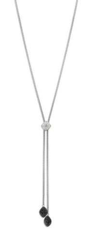 Victoria Ezüst színű fekete, fehér köves állítható nyaklánc