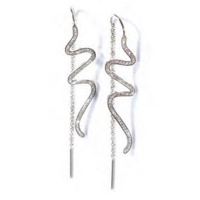 Victoria Ezüst színű fehér köves kígyó fülbevaló