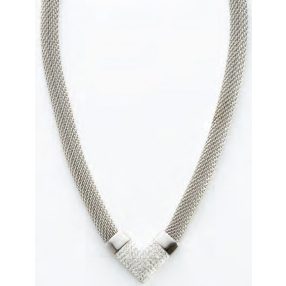 Victoria Ezüst színű fehér köves hálós nyaklánc