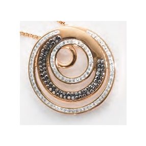 Victoria Rose gold színű fekete, fehér köves medál