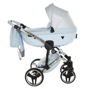   JUNAMA Dolce 3in1 multifunktionaler Kinderwagen - Blau - mit silbernem Gestell