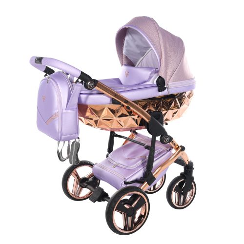 JUNAMA Dolce 3in1 multifunktionaler Kinderwagen - Lila - Kupfer - mit Kupfergestell